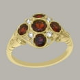 thumbnail image 3 of LBG British Made Solid 14k Yellow Gold ring with Natural Garnet & Diamond Womens Engagement Ring - 33 size options - Size 9.75, 3 of 6