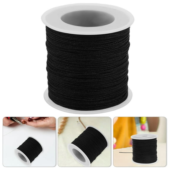 KAKOWELY Beading Cord Nylon Cord Black 1 Roll 0.31in