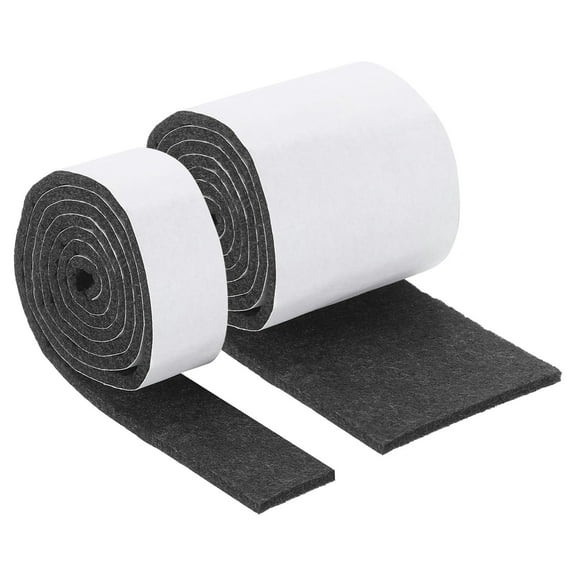 Felt Strips with Adhesive Backing, 2 Rolls 4/5" & 2" x 30" Adhesive Felt Strips Anti Scratch Furniture Felt Tapes Self-Stick Felt Pads for Protecting Hardwood Floor, Black