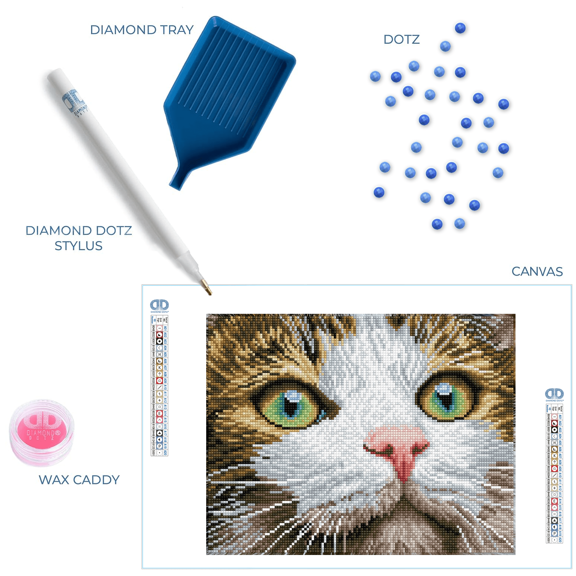 Diamond Dotz Green Eyed Beauty with Frame Cat  Diamond Painting Kits for Adults - Diamond Art Kits a Relaxing Creative Craft Kit with Dotz Gems 11"x14"