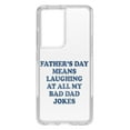 thumbnail image 1 of DistinctInk Clear Shockproof Hybrid Case for Galaxy S21 ULTRA 5G (6.8" Screen) - TPU Bumper Acrylic Back Tempered Glass Screen Protector - Father's Day Means Laughing At Bad Dad Jokes, 1 of 2