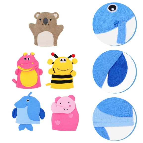 BESTONZON 5pcs Kids Bath Mitt Assorted Color Sponge Bath Scrubbing Accessories