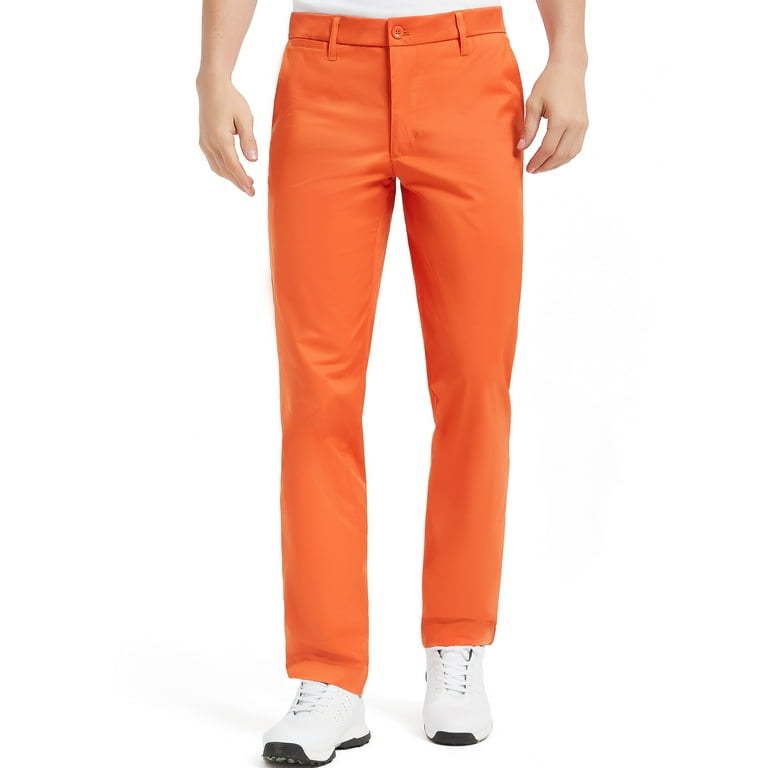Mens Plain Front Golf Pants Classic Tapered Relaxed Fit Lightweight Breathable