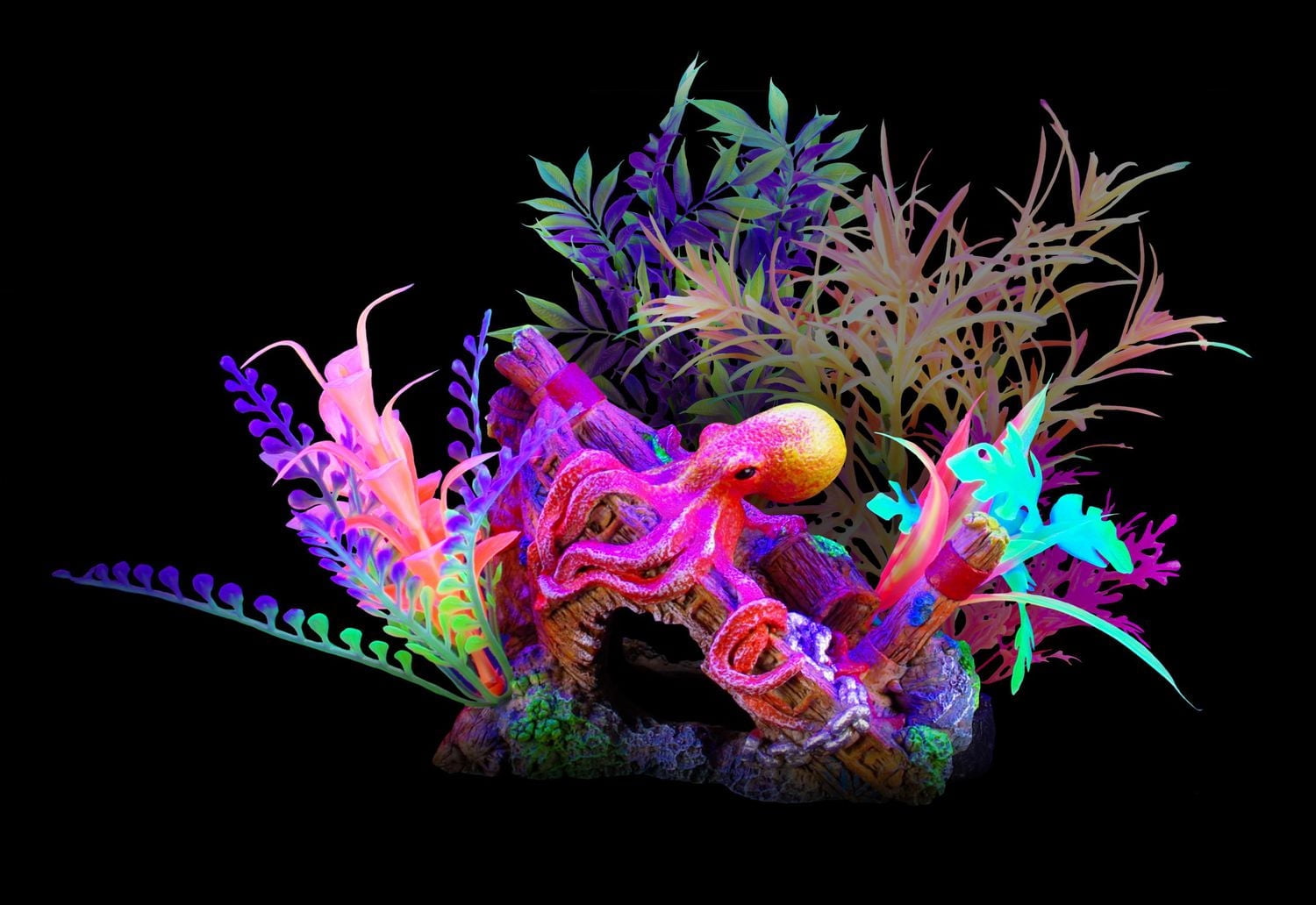 Marina iGlo Aquarium Ornament Ship's Bow with Octopus and Plants