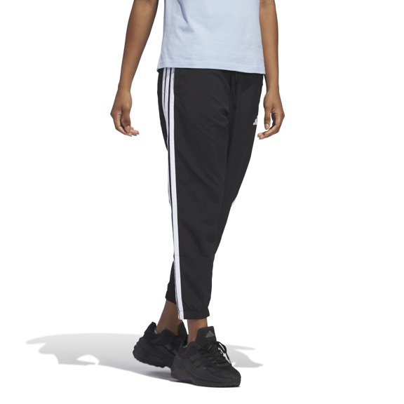Women's adidas Essentials 3-Stripes Woven 7/8 Sportswear Pants Color: Black Size: SMALL