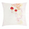 thumbnail image 1 of Lantern Throw Pillow Cushion Cover, Abstract Image Depicting Chinese New Year Old Paper Celebration Lively Colors, Decorative Square Accent Pillow Case, 20 X 20 Inches, Pink Pale Pink, by Ambesonne, 1 of 2