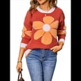 thumbnail image 3 of Suéter de Punto de Halloween para Mujer, Cuello Redondo, Estampado de Calabaza, Larga, Informal, Holgado, Top Corto Naranja S, 3 of 10