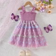 thumbnail image 2 of Girls Tulle Dress Sleeveless Floral Butterfly Embroidery Tutu Dress Toddler Girls Birthday Party Princess Dresses (Purple, 7 Years), 2 of 6