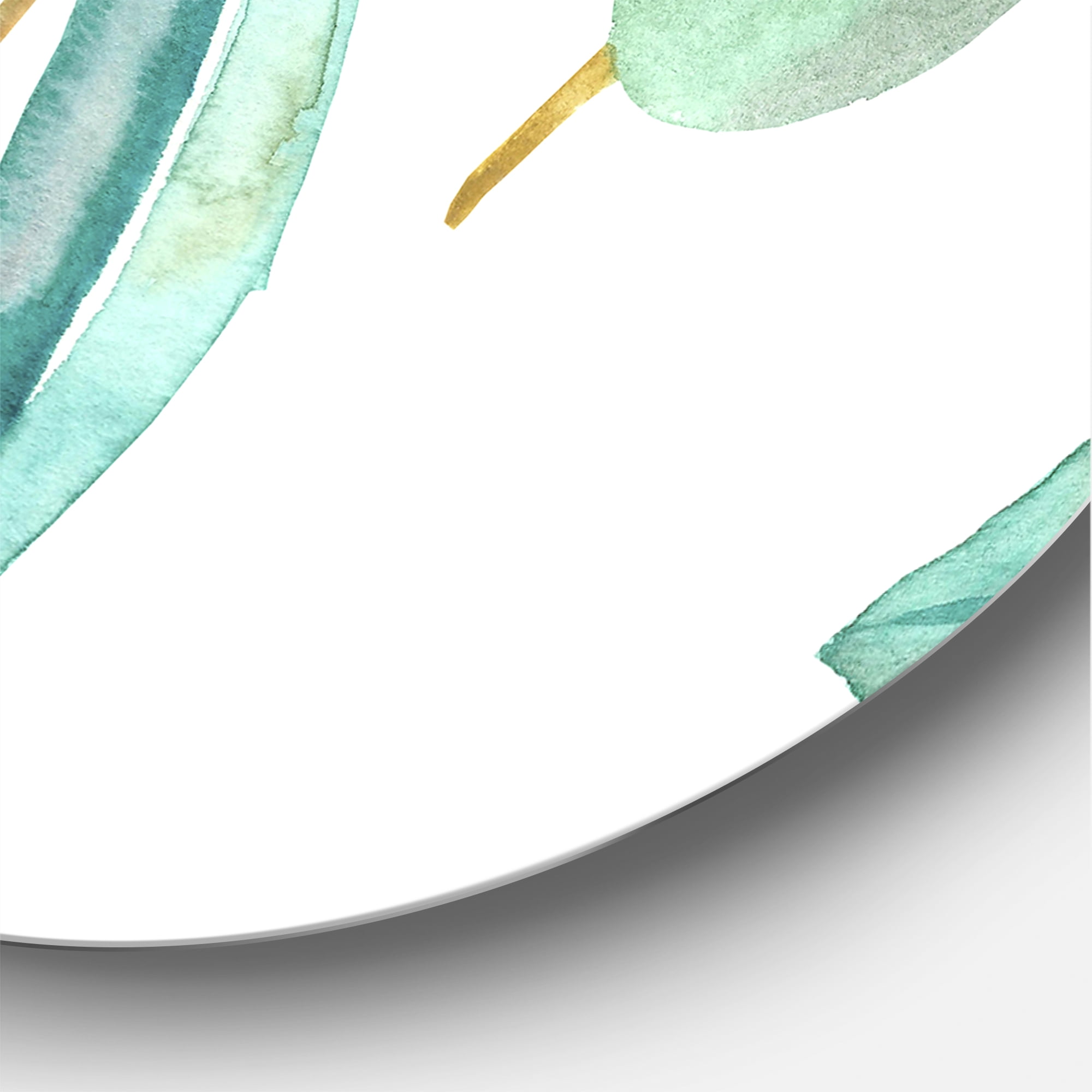 Designart 'Young Eucalyptus Branches and Leaves III' Traditional Circle Metal Wall Art 11x11 - Disc of 11