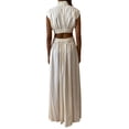 thumbnail image 3 of SUNSIOM Robes d'Été pour Femmes Plage Décontractée Sans Manches Col Montant Taille Creuse Longue Robe Couleur Unie Vacances Robe Ample, 3 of 9