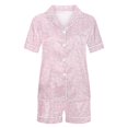 thumbnail image 4 of Diufon Womens Pajamas Sets Lapel Button Short Sleeve Tops with Pockets Elastic Waist Shorts Sets, 4 of 5