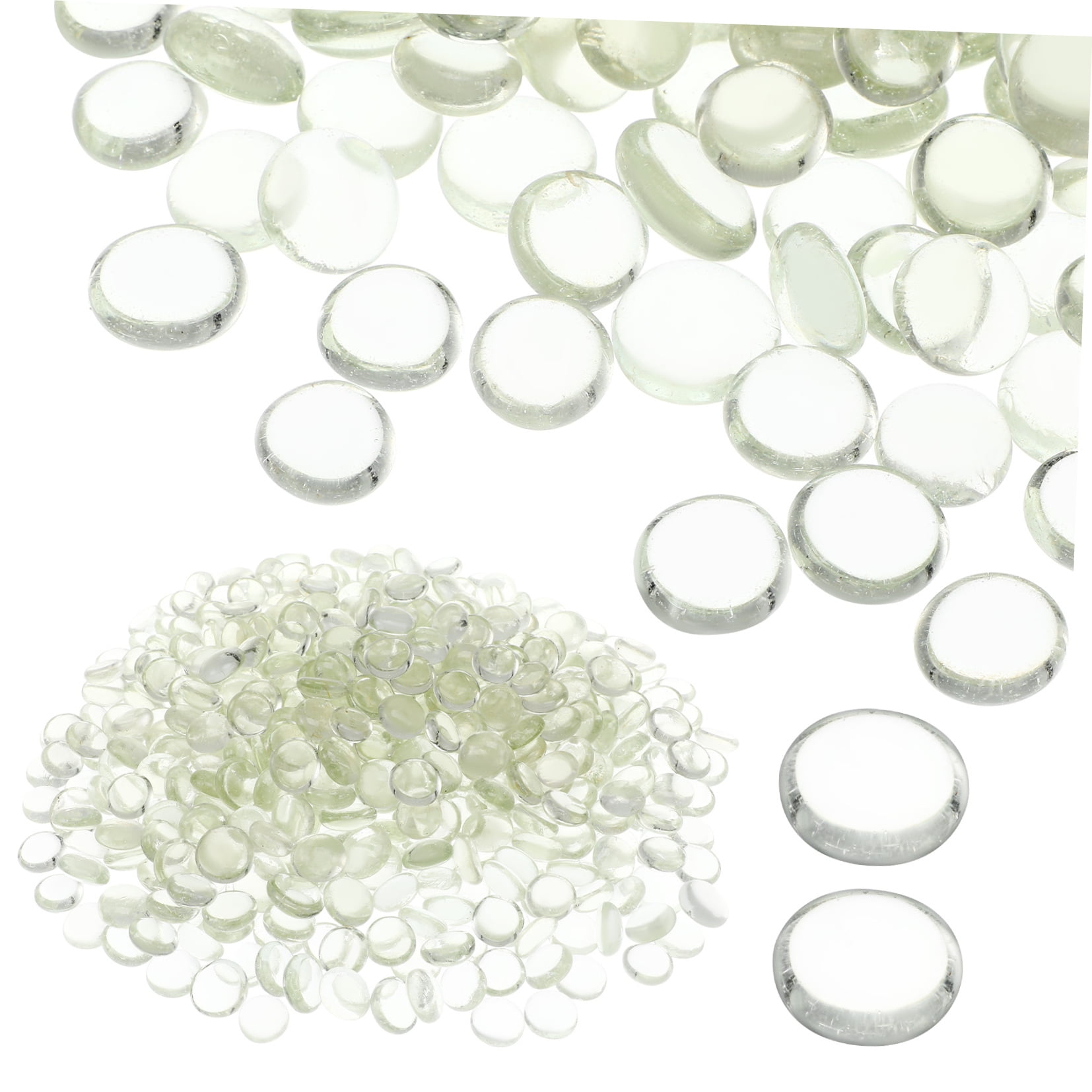 WORGEOUS 500 Pcs Glass Beads Clear Glass Beads For Vases Decorative Rocks Flat Marbles For Aquarium Vase Fillers For Centerpieces