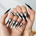 thumbnail image 3 of FCOGIN Long Coffin False Nail, Acrylic Nail, Press on Nail, White, Black, Rinestone, 24 Pieces, 3 of 5