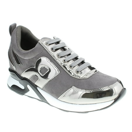 Moca Sports-04 Women's Casual Faux Leather & Suede Sneaker, Grey 7.5 F