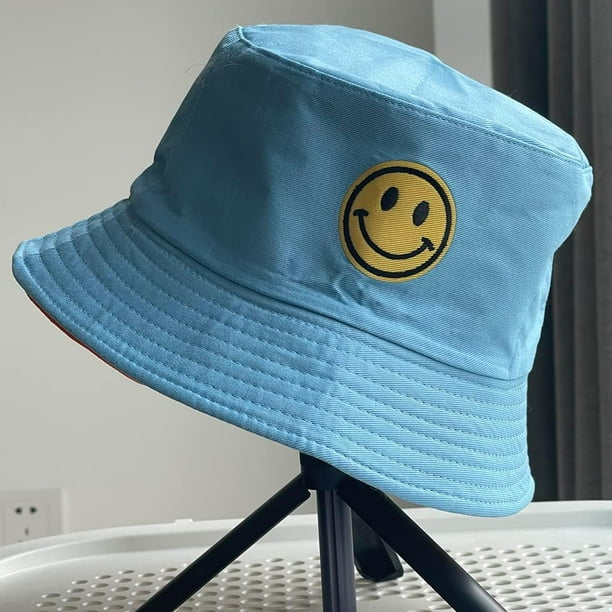 Kscd Unisex Smiling Face Embroidered Bucket Hats Sun Hat For Womens Men