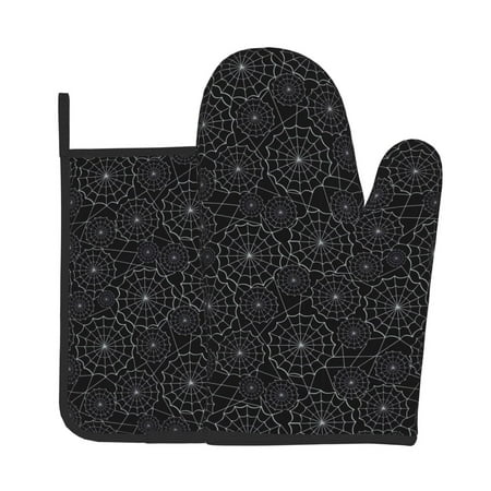 

Bingfone Spider Web Black Print Oven Mitts Pot Holders Set 2 PCS for Kitchen for Cooking Grilling Baking BBQ Pot Holders Cook Essentials