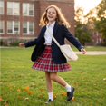 thumbnail image 5 of Grblisyd Uniform Skirts for Girls Casual Elastic Waist Plaid Skorts Quick-Drying Breathable A Line Back to School Skort, 5 of 7