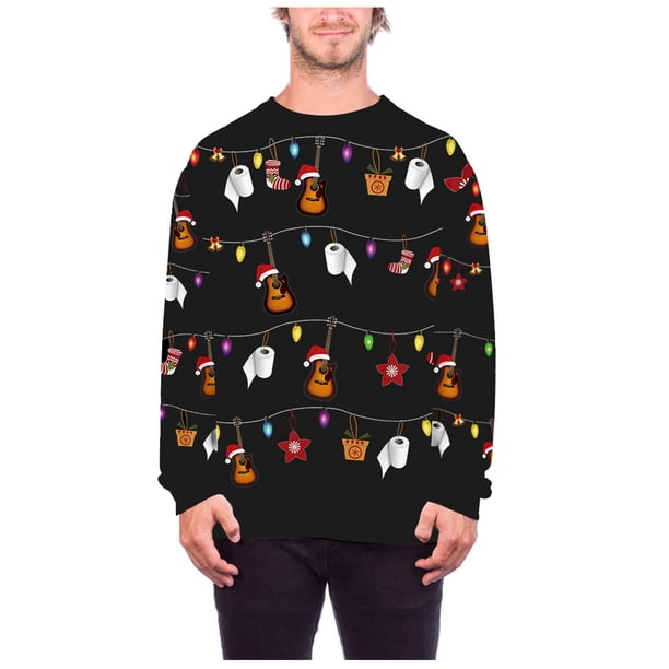 Jersey de manga larga con estampado digital navideño para parejas Pompotops oipoqjl18751