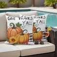 thumbnail image 4 of Fall Pumpkins Outdoor Waterproof Pillow Covers, Thanksgiving Sunflower Maple Leaf Plaid Decorative Square Throw Pillowcase Sofa Cushion Sham for Patio/Couch/Chair, 20"x20" 2 Pack, 4 of 8
