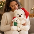 thumbnail image 4 of LXGGDDO Christmas Teddy Bear Stuffed Animal - Adorable Xmas Plush Toy with Hat and Scarf - Soft and Cuddly Winter Companion for Kids and Seniors - 10 inch, 4 of 6