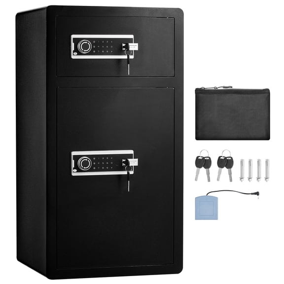 Dranite 7.2 cu.ft Double Door Safe Box, Key Lock & Password Security Cabinet in Black