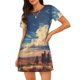 thumbnail image 1 of Disketp Western Desert Cloud Cowboy para Camisón Corto de Manga Corta para Mujeres, Camisón Cómodo con Escote Redondo, Bonito y Confortable, 1 of 6