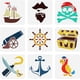 thumbnail image 1 of Set de 9 plantillas con temática pirata de 15 x 15 cm (5,9 x 5,9 pulgadas): plantillas de piratas, machetes, esqueletos, volante de plástico, loros, cofre del tesoro y anclas reutilizables., 1 of 7