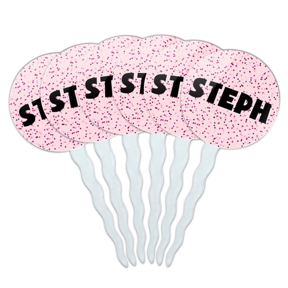 Steph Cupcake Picks Toppers - Set of 6 - Pink Speckles