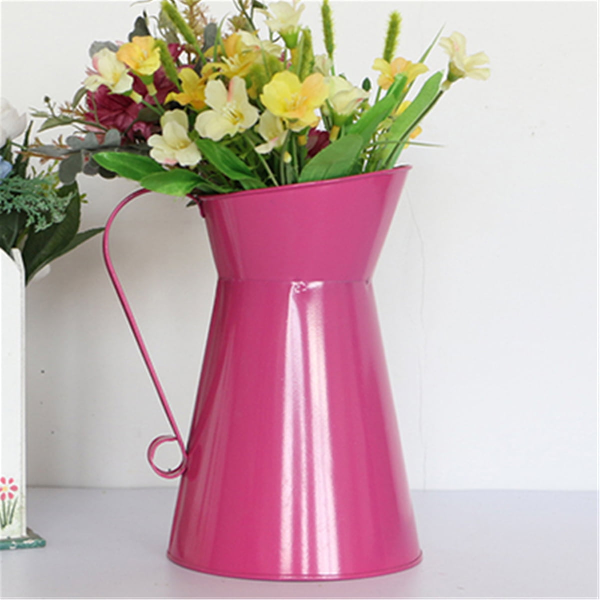 Flower Vase Vintage Enamel Jug Pitcher