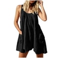 thumbnail image 2 of Nmnitkp Women's Crinkle Sleeveless Tank Dress, Round Neck Tie Back Loose A-Line Mini Dress with Pockets, Casual Summer Dress for Beach, Vacation & Daily Wear Black,M, 2 of 8