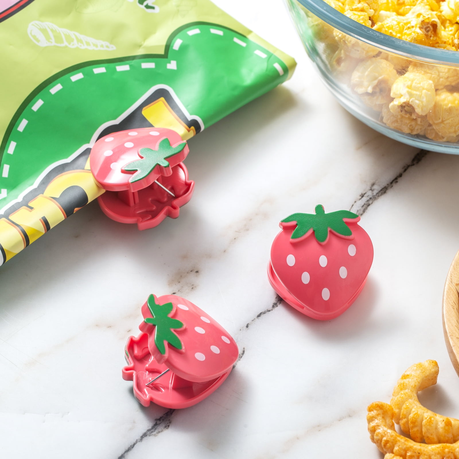 Cook With Color 6 Piece Pink Strawberry Bag Clips