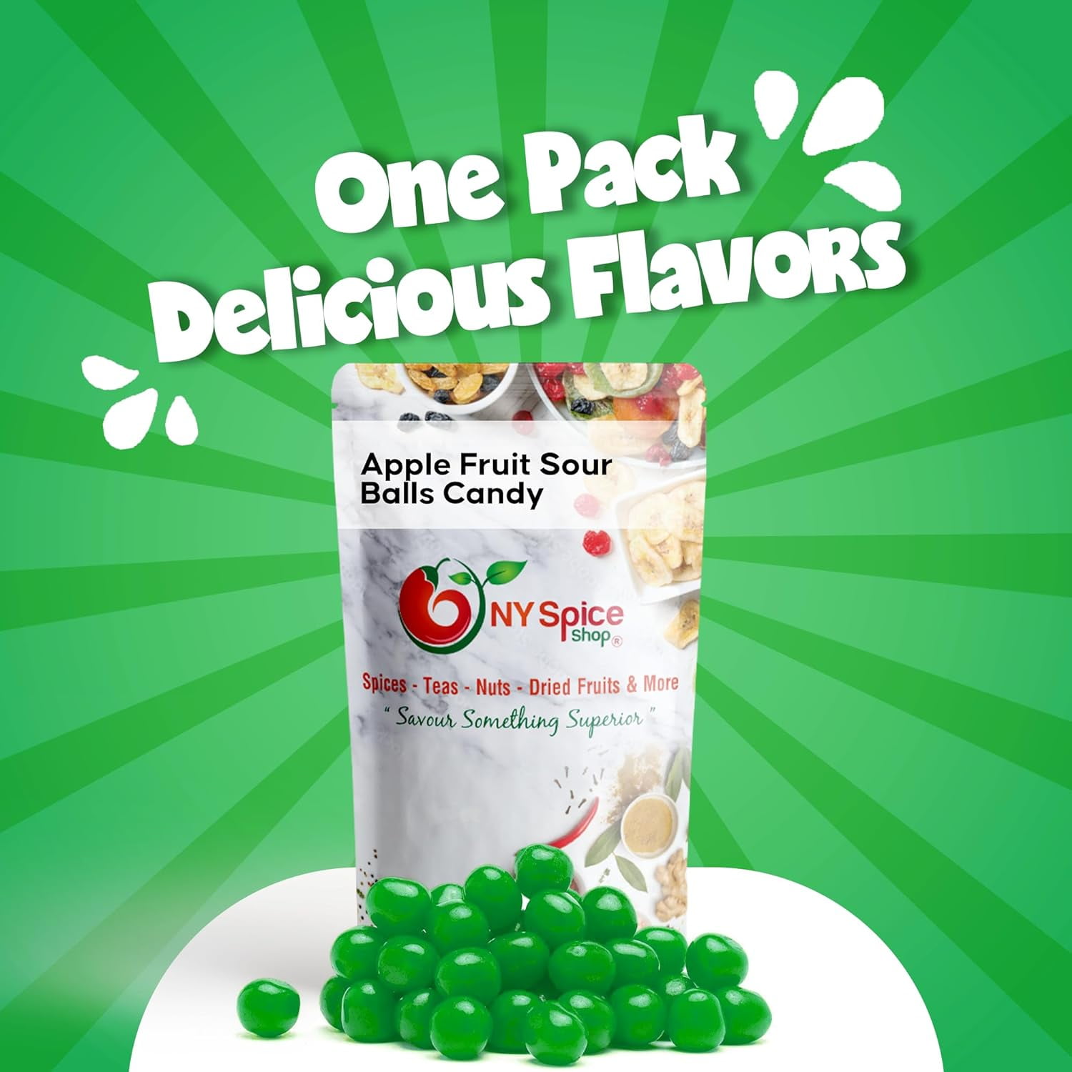NY Spice Shop Assorted Green Apple Sour Balls - 3 Pound - Healthy Snacks - Bulk Candy Balls - Assorted Candy Sour Balls
