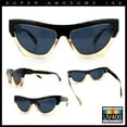 thumbnail image 3 of Womens Retro Beveled Lens Thick Plastic Cat Eye Mod Sunglasses Black Peach - Black, 3 of 8