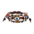 thumbnail image 3 of Pulsera trenzada de cuero PU Fernando para Hombres Marrón, 3 of 8
