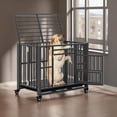 thumbnail image 2 of Demi Bonn 37" Foldable Heavy Duty Dog Cages, Metal Escape Proof Kennel, Chew-proof Dog Crates for Medium Dogs with Tray, Black, 2 of 7
