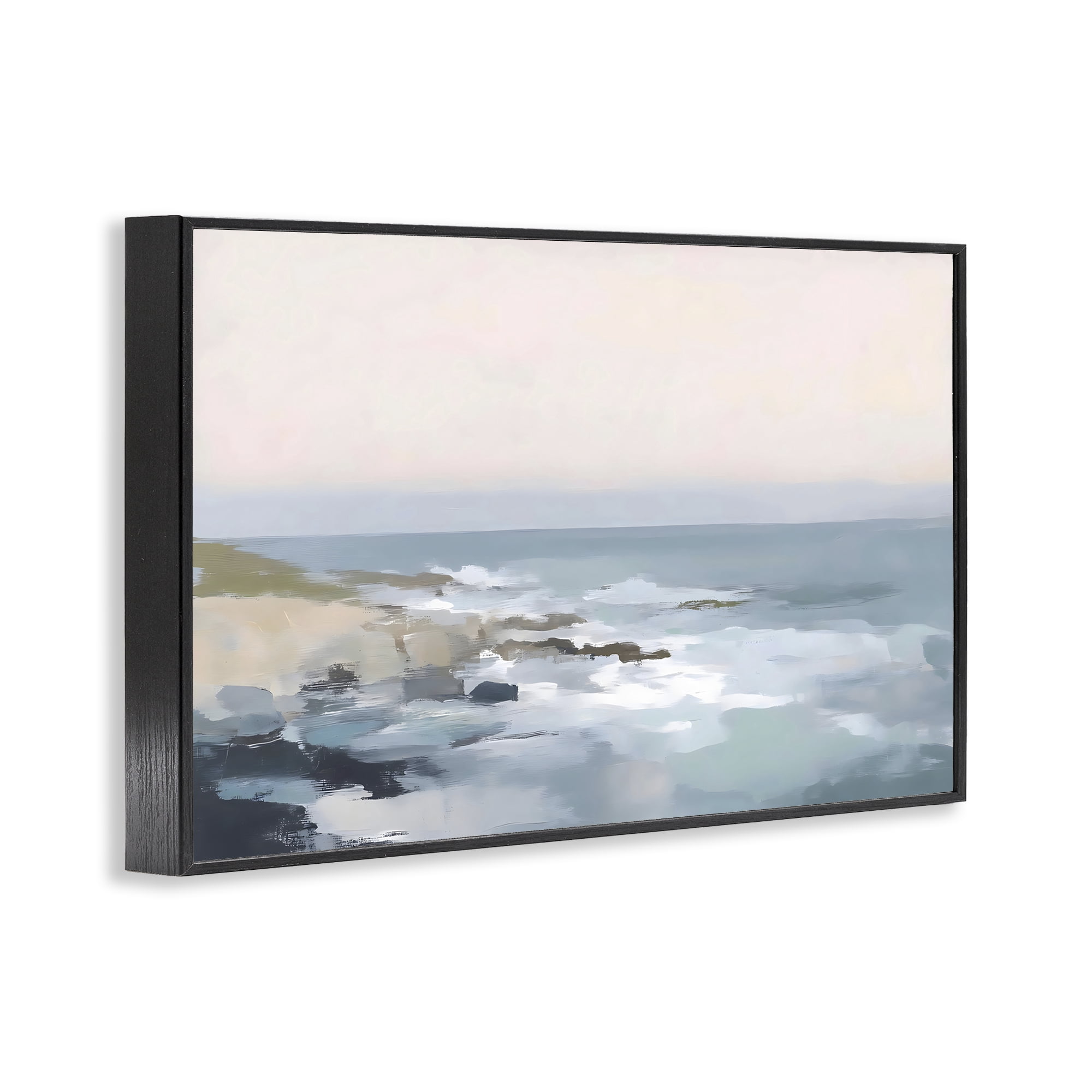 Stupell Industries Serene Coastal Ocean Scene Black Framed Giclee Art, design by Creative Studio