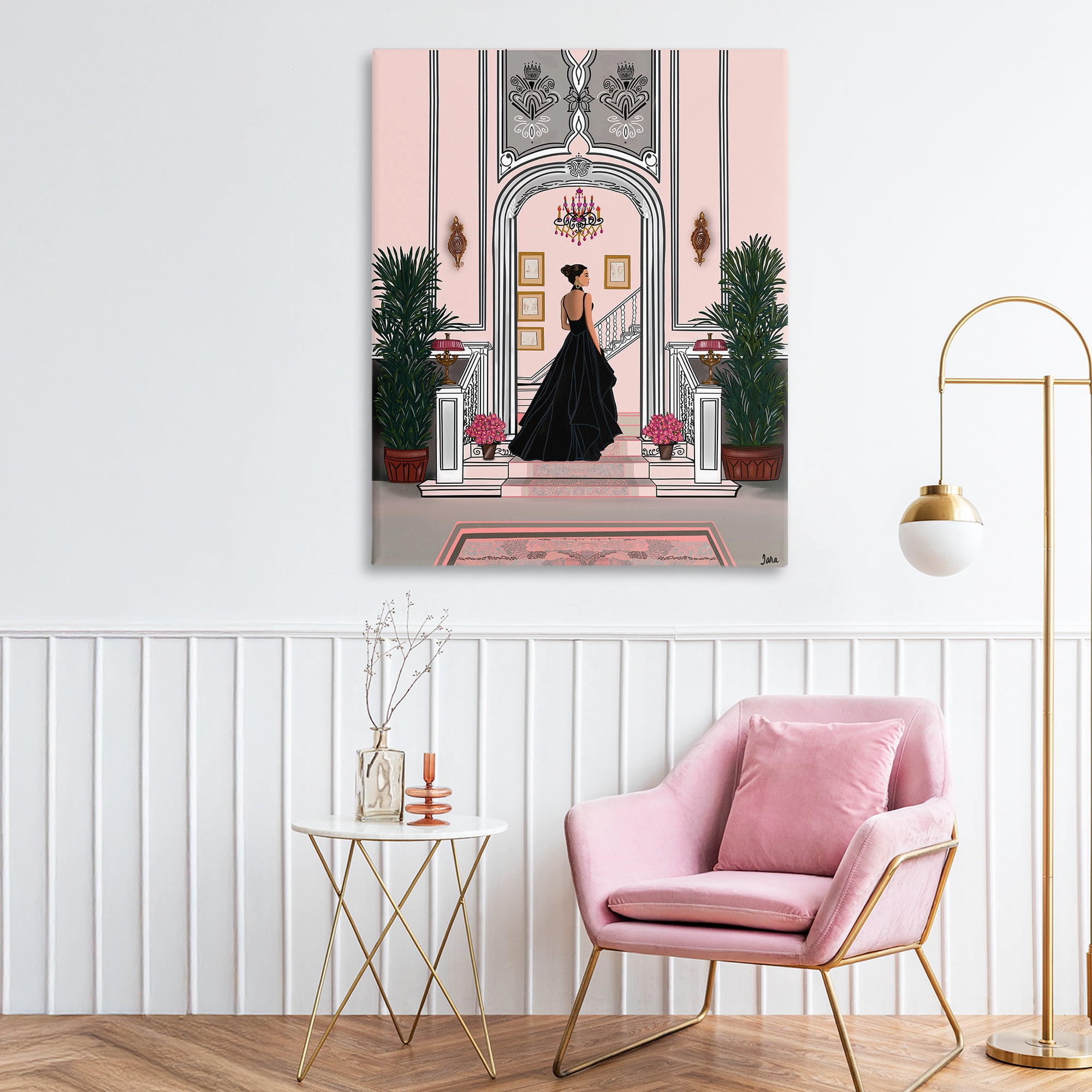 Stupell Industries Mansion Girl in Gown Canvas Wall Art, design by Tara Boone