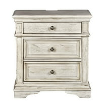 Highland Park Rustic Ivory Wood 3-drawer Nightstand