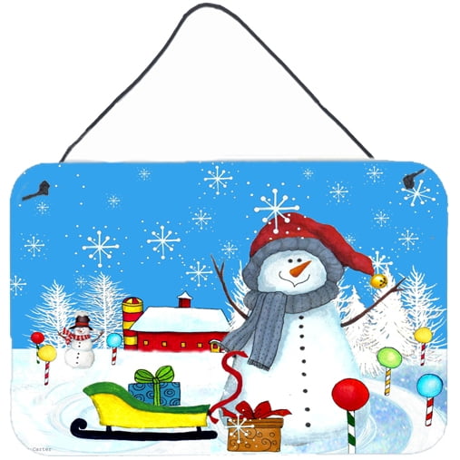 Carolines Treasures PJC1083DS812 Snow Happens in the Meadow Snowman Wall or Door Hanging Prints 8x12 multicolor