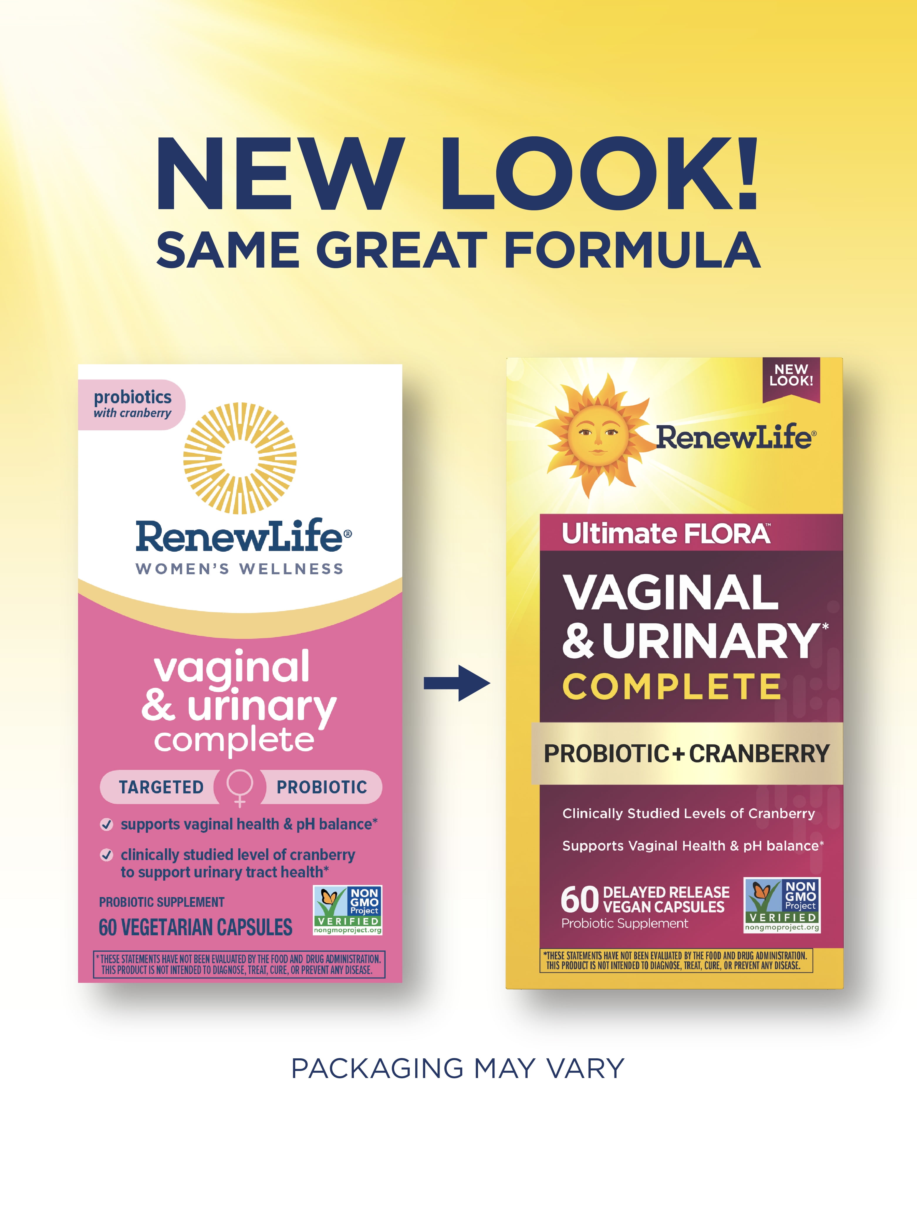 Ultimate Flora Vaginal and Urinary Supplement | 60 Capsules | with Probiotic and Cranberry | by Renew Life