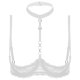 thumbnail image 3 of Lencería para mujer, sujetador de copa abierta con pecho, encaje Floral transparente, con aros, sujetadores sexis sin forro, Tops, ropa interior con cuello Halter y pecho descubierto, 3 of 5
