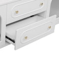 thumbnail image 5 of 78.7'' Modern TV Stand, Entertainment Center with 2 Drawers & 2 Fluted Glass Doors Cabinets,  TV Console Table Media Cabinet with Five Metal Legs for Living Room, Bedroom and Office, White, 5 of 9