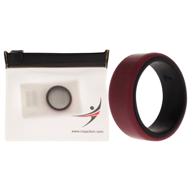Anillo de Boda de Silicona de 2 Capas Biselado 8 mm Burdeos ROQ para Hombres 7 mm