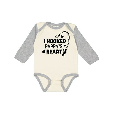 

Inktastic I Hooked Pappy s Heart with Fishing Rod Gift Baby Boy or Baby Girl Long Sleeve Bodysuit