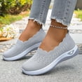 thumbnail image 6 of Vibrex Women's Hollow Knitted Slip On Walking Shoes Comfortable Breathable Mesh Shoes Lightweight Sneakers Soft-Soled Flat Shoes, 6 of 9
