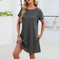 thumbnail image 5 of Hurxie Swimsuit Coverup for Women Short Sleeve Bathing Suit Cover Ups Summer T Shirt Dress Flowy Sundresses Gray,XL, 5 of 6