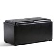 thumbnail image 1 of Atlin Designs 35" Wide Rectangle Contemporary Faux Leather 5 Piece Storage Upholstered Ottoman, Footrest Stool, Coffee Table with 2 Serving Trays, for The Living Room, Bedroom, in Black, 1 of 2
