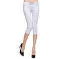 thumbnail image 3 of CHWGFWL Capri Pants for Women Dressy Casual Women's Cotton Blend Capri Jeggings Stretchy Skinny Pants Jeans Leggings Women's Denim Shorts(White,XL), 3 of 5
