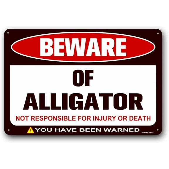 Beware of Alligator Sign Metal Tin Sign 8x12inch