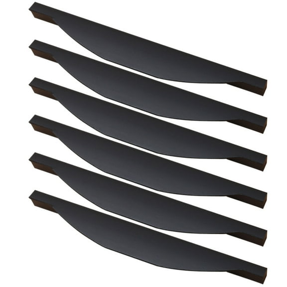 6 Pcs Modern Pull Finger Drawer Pulls Furniture Handle 17.7X1.4X0.64CM Black